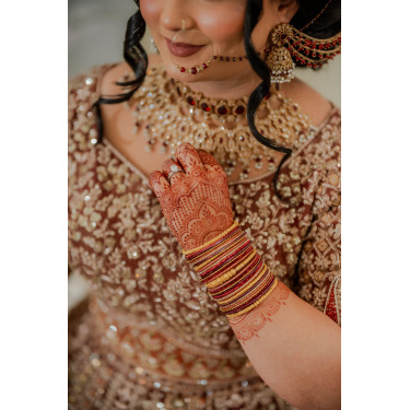 Lady dressed up for a wedding.