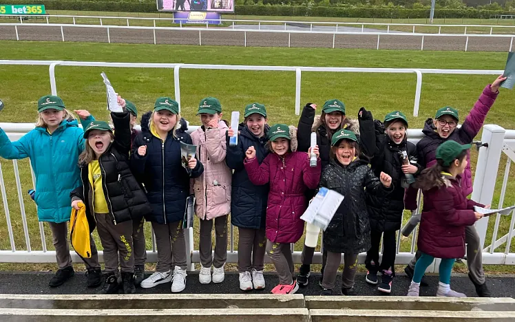 A group of children enjoying their visit to Chelmsford City Racecourse